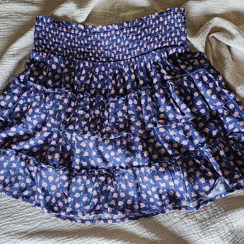Aerie Navy and Pink Textured Skirt
